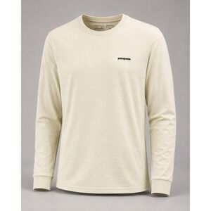 Patagonia Womens Long Sleeve Shirt M Responsibili Tee P6 Logo Cream Recycled